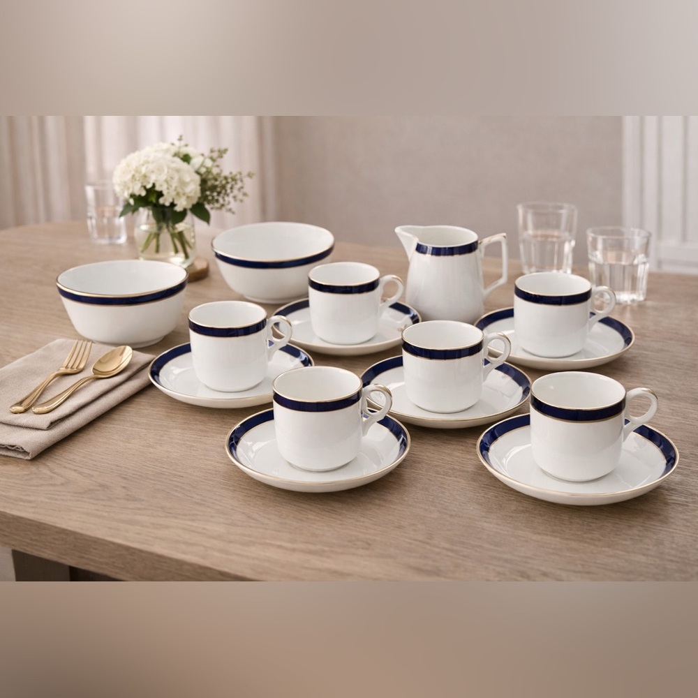 Vintage Tuscan China Espresso Set – England | 6 Cups, 4 Saucers, Creamer & Bowl